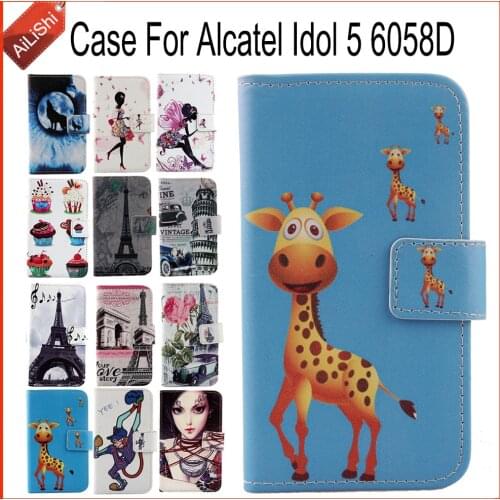 AiLiShi Case For Alcatel Idol 5 6058D Flip PU Leather Case Idol 5 6058D Alcatel Exclusive 100% Special Phone Cover Skin+Tracking