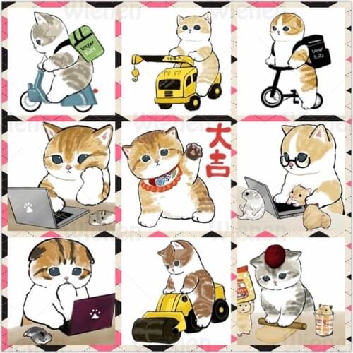 5D Diamond Painting Cross Stitch Kit Cartoon Cat Working Animal DIY Diamond Embroidery Sticker Diamond Handicraft Exquisite Gift