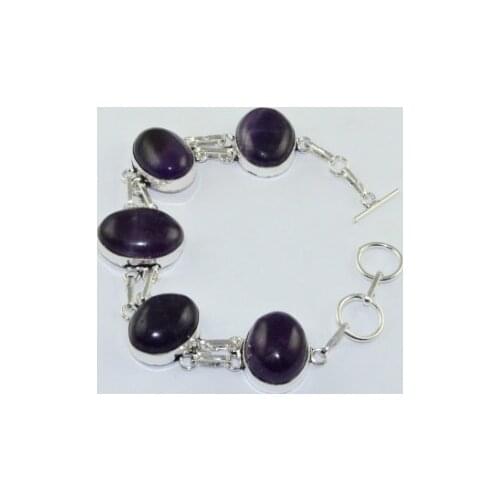 Amethysts Silver Overlay on Copper Bracelet , 21.6 cm, B1849