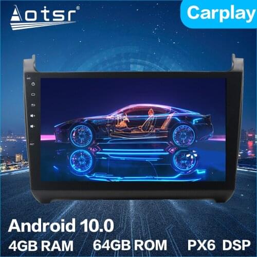 Aotsr Android 10.0 4+64GB Car Radio Player GPS Navigation Car Stereo Multimedia Unit For Volkswagen VW Polo 2015 -18 DSP Carplay