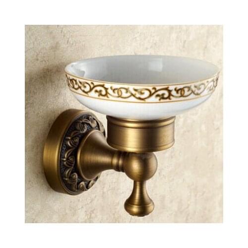 Free Shipping Wholesale And Retail Promotion Oil Rubbed antique Wall Mounted Soap Dish Holder Flower Carved Ceramic Soap Dish