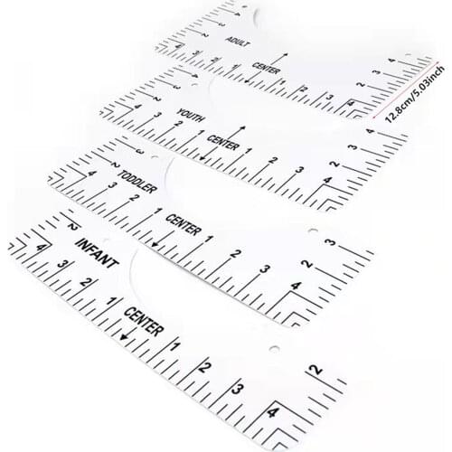 Center Ruler Craft Tool PVC For Fashion T-shirts Designed DIY With Size Chart Infant + Toddler + Youth + Adult 4pcs