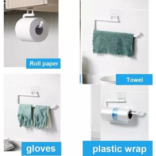 1pcs ABS Kitchen Paper Roll Holder Towel Hanger Rack Bar Cabinet Rag Hanging Holder Bathroom Organizer Shelf Toilet Paper Holde