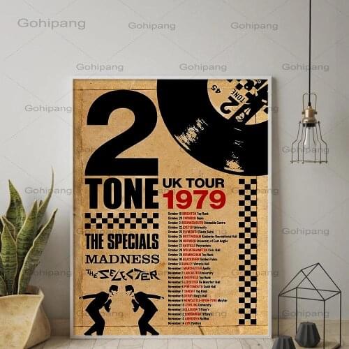 Two Tone Madness The Specials 1979 Uk Tour Poster Vintage Colorful Canvas Painting Retro Wall Picture for Living Room Home Decor