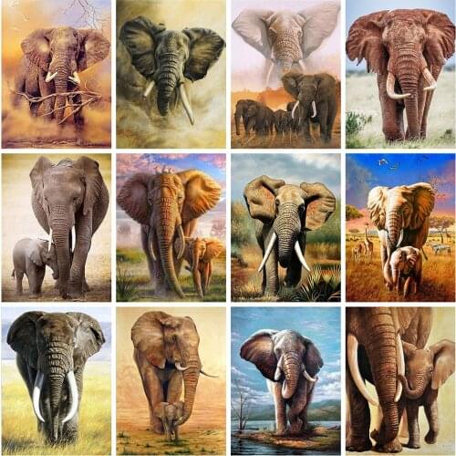 Evershine Full Square Diamond Painting Elephant Cross Stitch Embroidery Animals Rhinestones Mosaic Full Layout Crafts Needlework