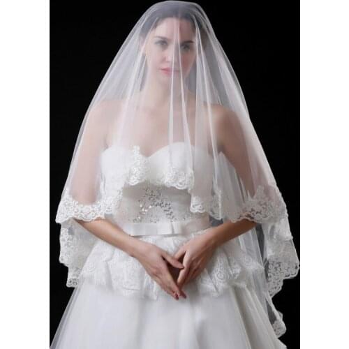 In Stock 1.5m Wedding Veil 2020 Appliques Edge White Bridal Veils One Layer Wedding Accessories Free Shipping