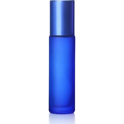 5pcs 10ml Portable Frosted Dark Blue Glass Roller Essential Oil Perfume Bottles Mist Container Travel Refillable Rollerball Vial