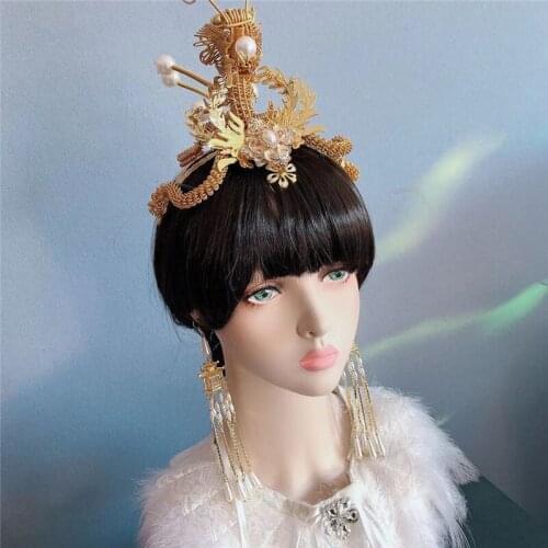 Golden queen racing headwear beautiful hair accessories model show favors empress hair crown decoration party head ornament