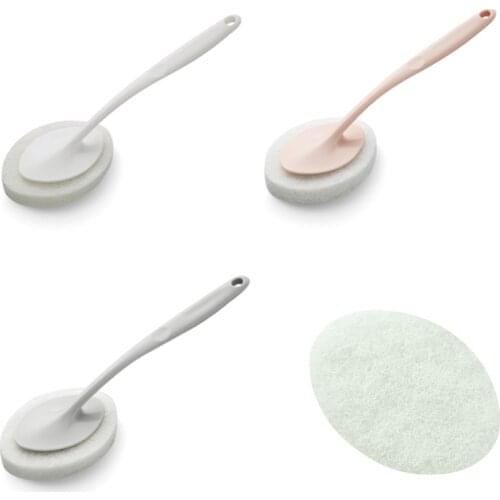 Long Handle Sponge Brush for Bathroom Bathtub Kitchen Wall Cleaning Scouring Dishwashing Pad Tool