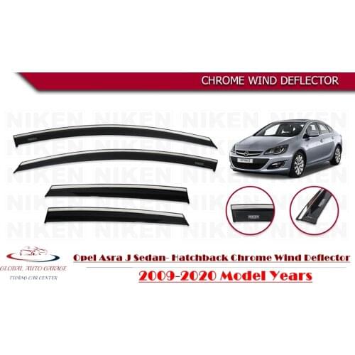 For Opel Astra J Sedan Hatchback Chrome Rain Wind Deflector 2009-2021 Sunshade Curtains Car Windshield Auto Accessory Universal