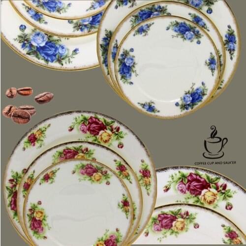 Bone china afternoon tea high grade coffee snack plate fruit plate cake plate golden flat plate