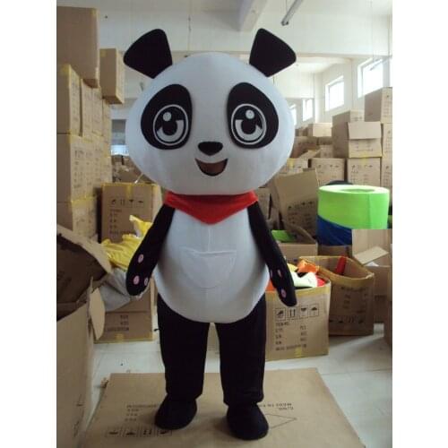 Panda Bear Mascot Costume Adult Character Mascot Cartoon Character Mascot Green Clothes Panda Cosplay Mascot for Halloween