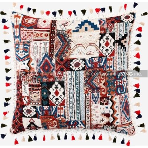 Colorful Moroccan Sofa Pillow Cushion Cover with Tassel Living Room Bedroom Home Decoration 45X45cm Turkish Iranian Style