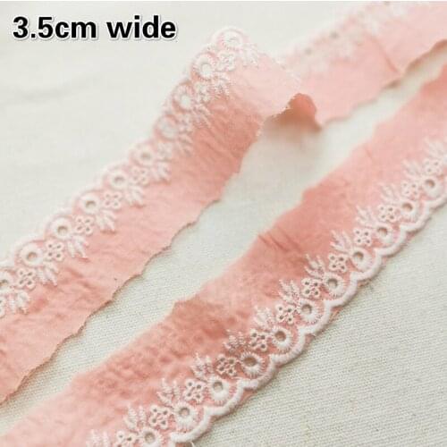Fine Shrimp Red Cotton Embroidered Lace Ribbon Childrens Clothing Skirt Hem Trim Home Textile Curtain Sofa Sewing Accessories