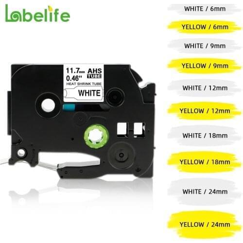 Labelife 1PCS HSe-631 Heat Shrink Tubes AHS-631 Black on Yellow Compatible for Brother Label Printer PT-E300 PT-E500 label maker