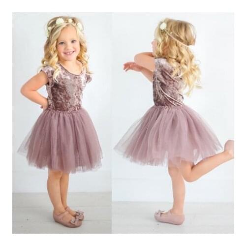 6M-5Y Baby Girl Summer Velvet Party Pageant Tutu Lace Tulle Dress