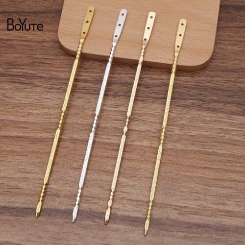 BoYuTe (5 Pieces/Lot) 140MM Metal Brass Hair Stick with 3 Holes Handmade Diy Hair Accessories Materials