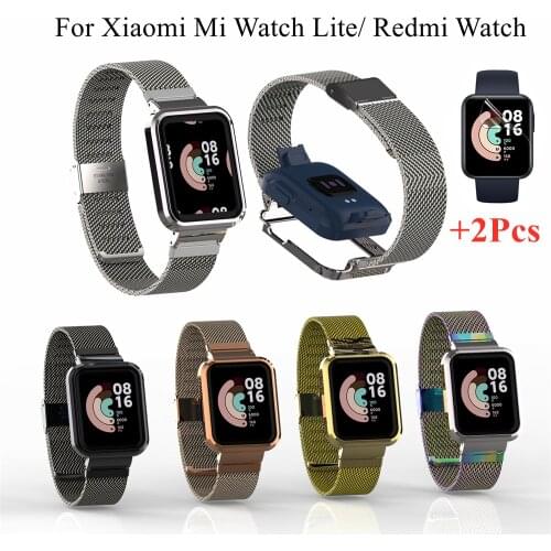 Metal Case+Band For Xiaomi Mi Watch Lite Mesh Strap Stainless Steel Mesh Watch Bracelet and Bezel Case for Redmi Watch Correa