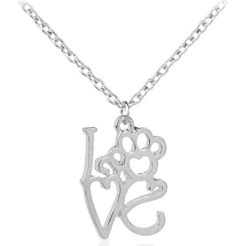 Fashion Personality Letter I LOVE YOU Hollow Out Dog Claw Pendant Necklace Simple Necklace Wholesale 12pcs/lot