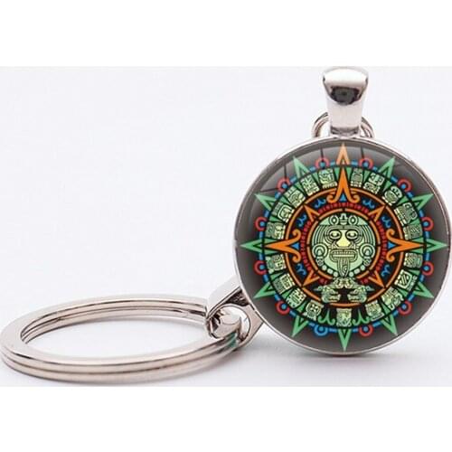 Fashion Jewelry Vintage Charm Aztec Pendant Keychains Pirates Keychain Aztec Calendar Pendants Keyholder Sun Stone Jewelry