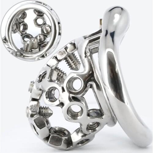 Male Chastity Device Penis Lock Stainless Steel Cock Cage Penis Ring Belt Tool Sexo Restraint Cockring Sex Toys For Men C107