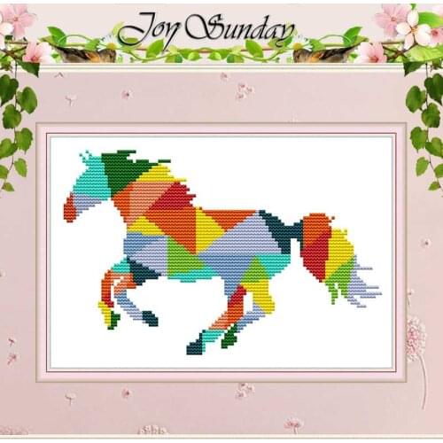 Rainbow Horse Pattern Counted Cross Stitch Handmade Cross Stitch 11CT 14CT printed Cross Stitch Kits Embroidery for Needlework