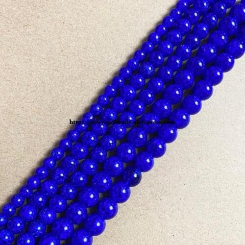 Natural Stone Cobalt Blue Color Dyed Snow Cracked Crystal Round Loose Beads 15" 4 6 8 10 12MM Pick Size For Jewelry Making DIY
