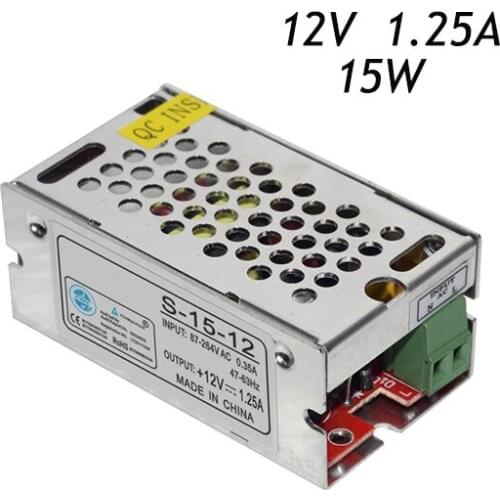 20Pcs/Lot High Quality 12V 1.25A 15W LED Power Supply Driver For LED Strip AC 110V 220V To DC Non-Waterproof