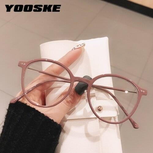YOOSKE Anti Blue Light Glasses Frames Women Men Round Glasses Oversized Computer Gaming Eyeglasses Optical Frame Bluelight Lens