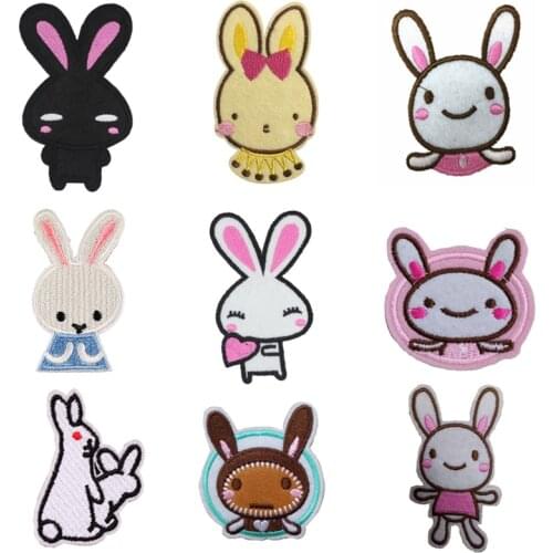 Easter Rabbit Patch Badge Iron on Patches for Clothing Stripe Stickers on Clothes Embroidered Patches for The Clothing Appliques