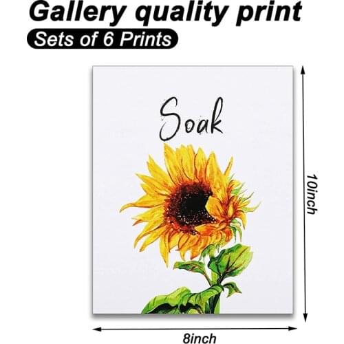 Sunflower Bathroom Decor Relax Soak Unwind Wall Painting Art Women Girls College Living Room Bathroom Nursery6 Pieces