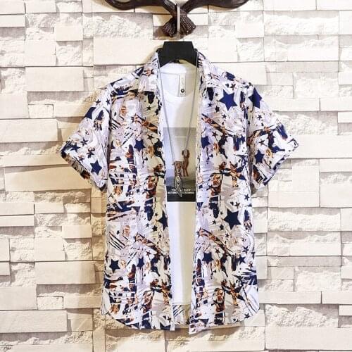 Plus Size 7XL 6XL 5XL Summer Men Floral Shirts Short Sleeve Fashion Holiday Style Regular Fit Casual Camisas De Hombre 2Colors