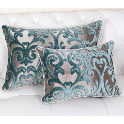 Luxury Blue European Cut Velvet Sofa Cushion Pillow Pillow Bedside Backrest Car Cushion Throw Pillows 45x45cm