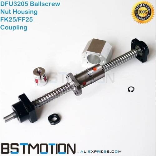 RM3205 Ballscrew 400 500mm 600 700mm 750mm 800 900 1000mm 1100mm 1200mm 1400m 1500mm DFU3205 Double Ballnut+FK25 FF25 + Coupler
