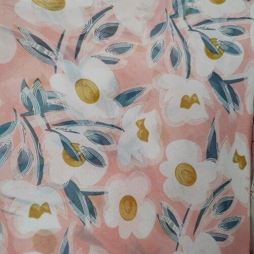 Flower Chiffon Dress Fabric DIY Material Scarf Blouse Cosplay craft Fabric 1 yard