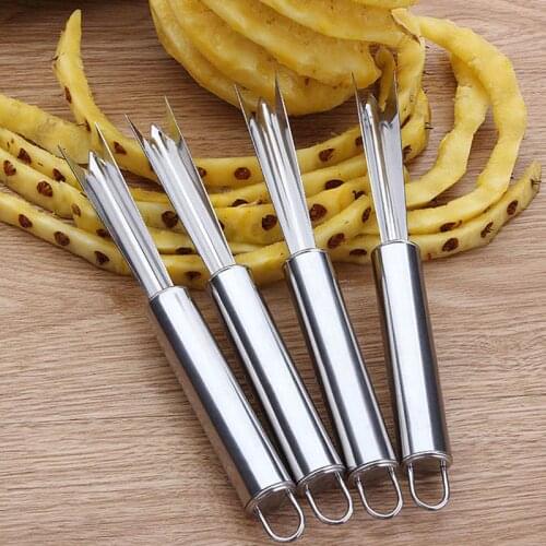 Stainless steel Fruit Pineapple Peeler Easy Cleaning Slicers Portable Non-slip Pineapple Knife Fruit Salad Kitchen Tools