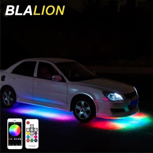 LED Under Car Strip Light Car Underglow Lamp RGB Flowing Color Under Car Tube APP Wireless Control Decorative Atmosphere Light