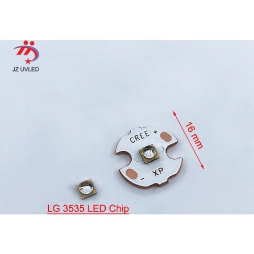 LG 3535 Chip UV LED 365nm Lamp Beads For UV Gel Curing Pet Fungus Fluorescence Detection 16mm Flashlight Copper Substrate 405nm