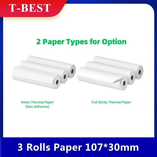 3 Rolls PeriPage 107mm Thermal Paper Roll BPA-Free Non-adhesive Receipt Printing Paper Waterproof Oil-proof Friction-proof