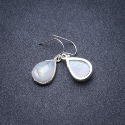Natural Rainbow Moonstone Handmade Unique 925 Sterling Silver Earrings 1 1/4" Y2208