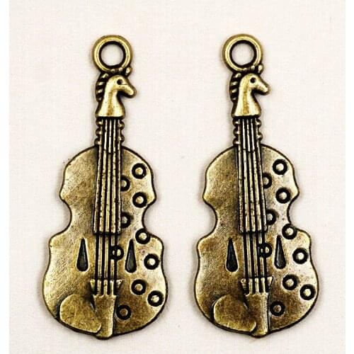 30pcs 12*30mm Ancient Bronze vintage Musical instrument Cello Pendants Vintage Metal Zinc Alloy Fine Trendy Pendant Charms
