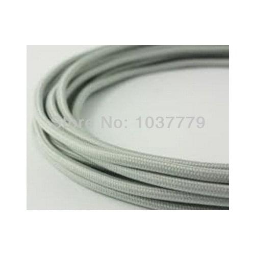 100meters/lot 2*0.75mm2 light grey textile vintage cable fabric power cord uncut fabric wire