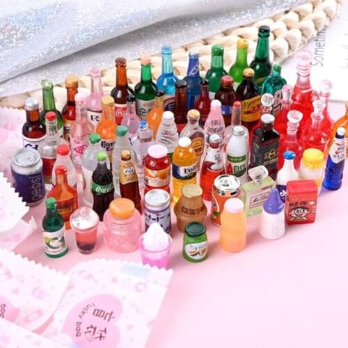 20pcs Miniature Cute Lucky Bag Flat Back Cabochon Simulation Cartoon Mini Cake Food Drink Blind Bags Doll House Kitchen toys