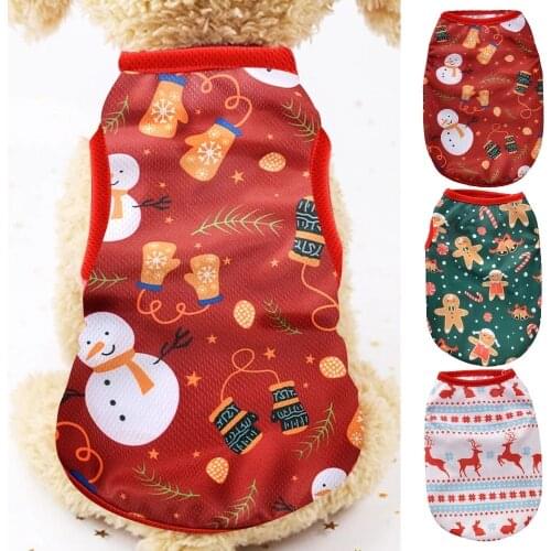 2021 Christmas Dog Clothes Cotton Pet Clothing Hoodies For Small Dogs Cats Vest Shirt Puppy Dog Costume Chihuahua Yorkies Outfit