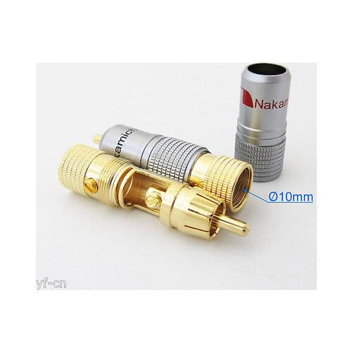 2x High Quality Gold Plated Nakamichi RCA Plug Locking Free solder A/V connector