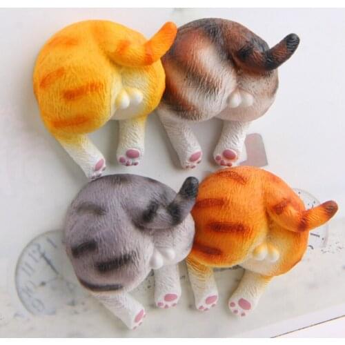 3D Funny Cute Cat Butt Refrigerator Magnets Stickers Office Magnets Calendar Magnet Whiteboard Magnets Home Decoration (Set of 4