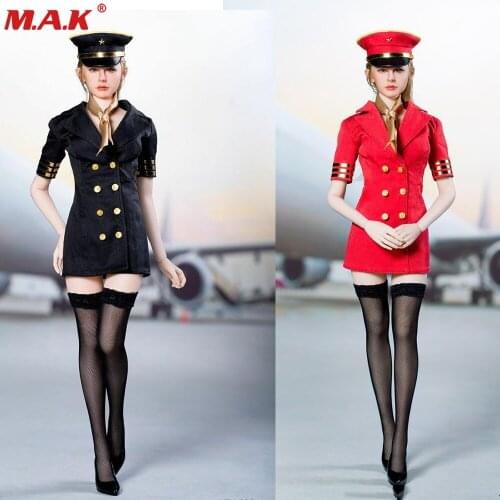 ATX038 1/6 Scale Stewardess uniform Suit Short Skirt Stockings High Heels For 12'' Female TBLeague Action Dolls
