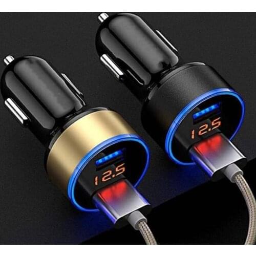 USB Car Charger With LED Display Universal Mobile Phone Car Chargers