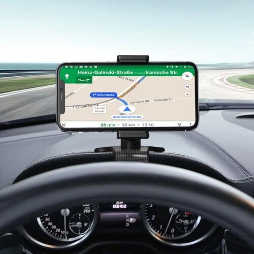 Car Phone Holder Mount with Upgrade 720 Degree Rotation Dashboard Universal &Adjustable Spring Clip Cell Phone Holder for Car