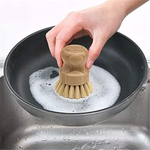 Bamboo Dish Scrub Brushes Kitchen Wooden Cleaning Dish Pan Scrubbers for Washing Cast Iron Pot Vegetables Kitchen Sink